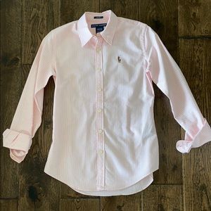 Ralph Lauren Slim Fit Light Pink Striped Button-up